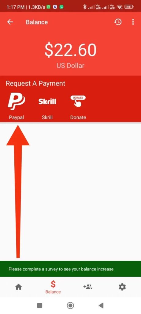 Click on PayPal