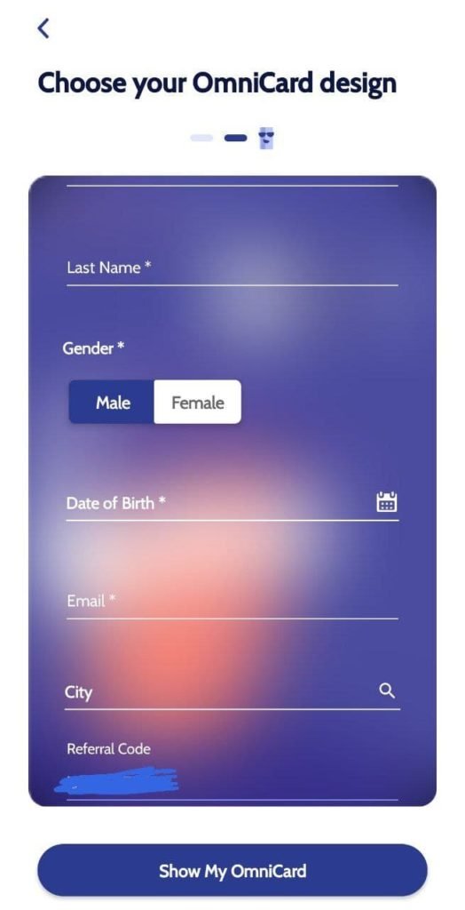 apply omni card referral code