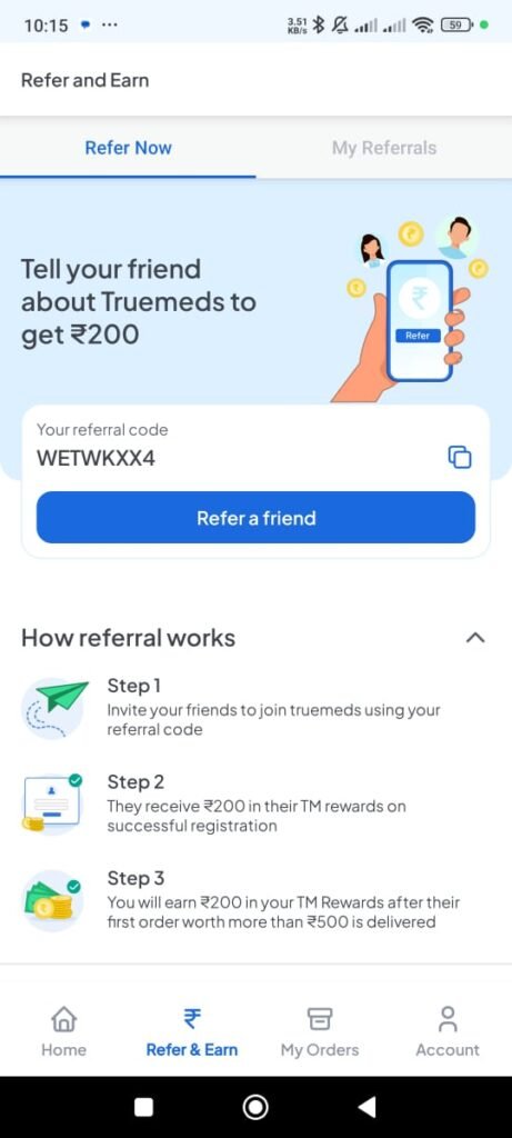 truemeds refer earn